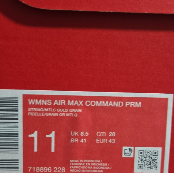 Nike WMNS Air Max Command Premium String Metallic Gold Grain 718896-228 Sz11 NWT - Picture 5 of 5